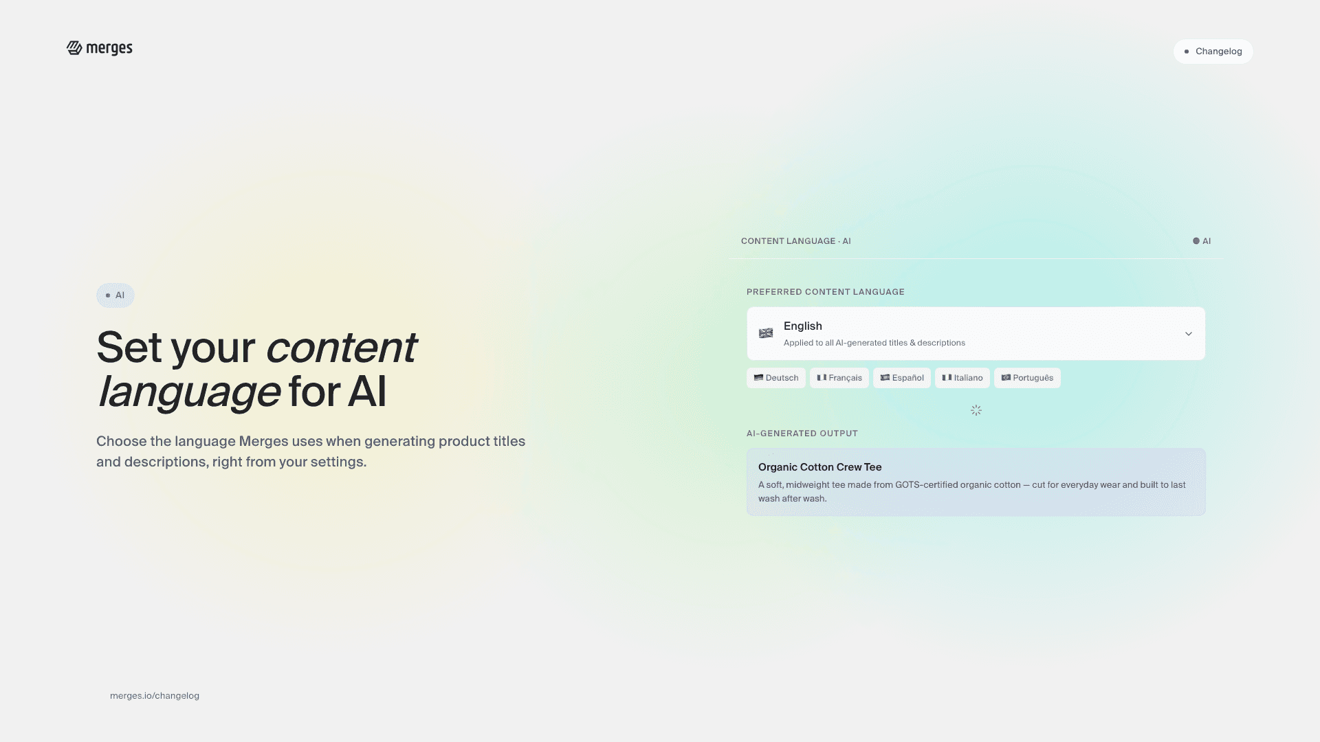 Merges supports content language for AI