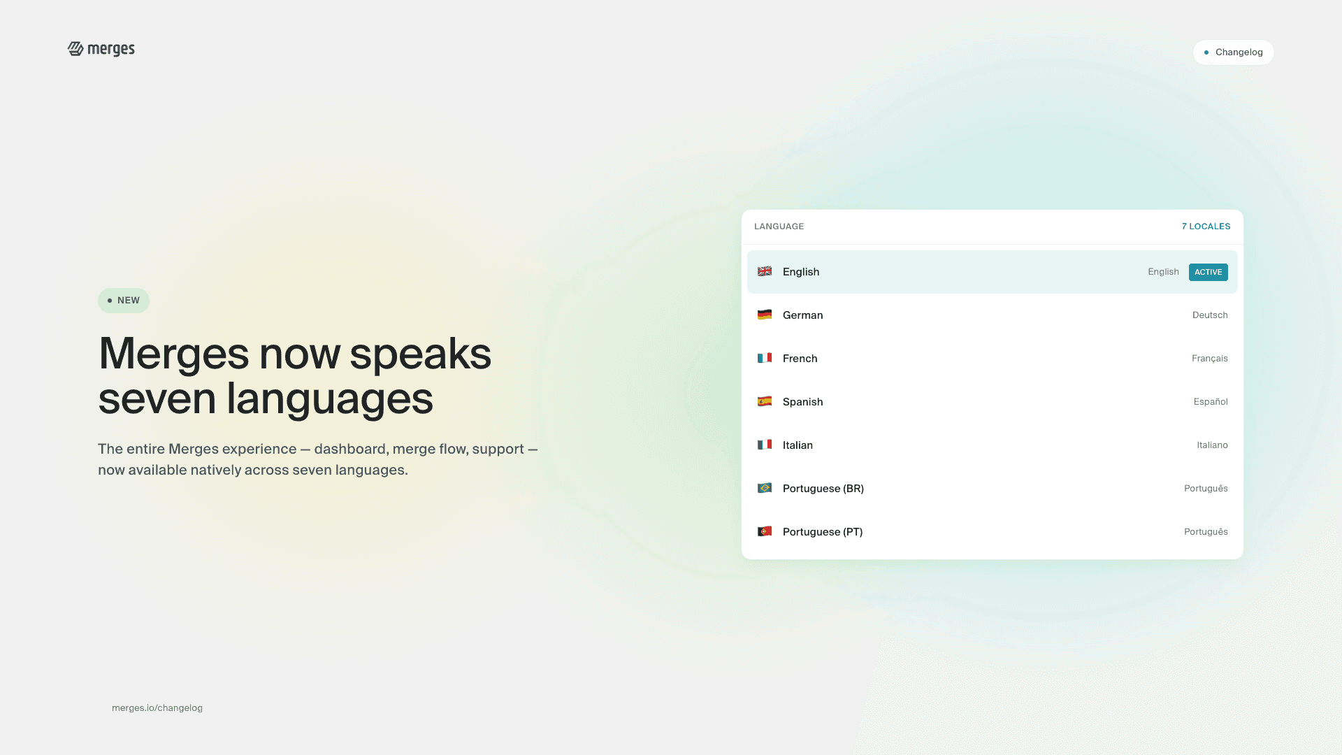 Merges now supports multiple languages