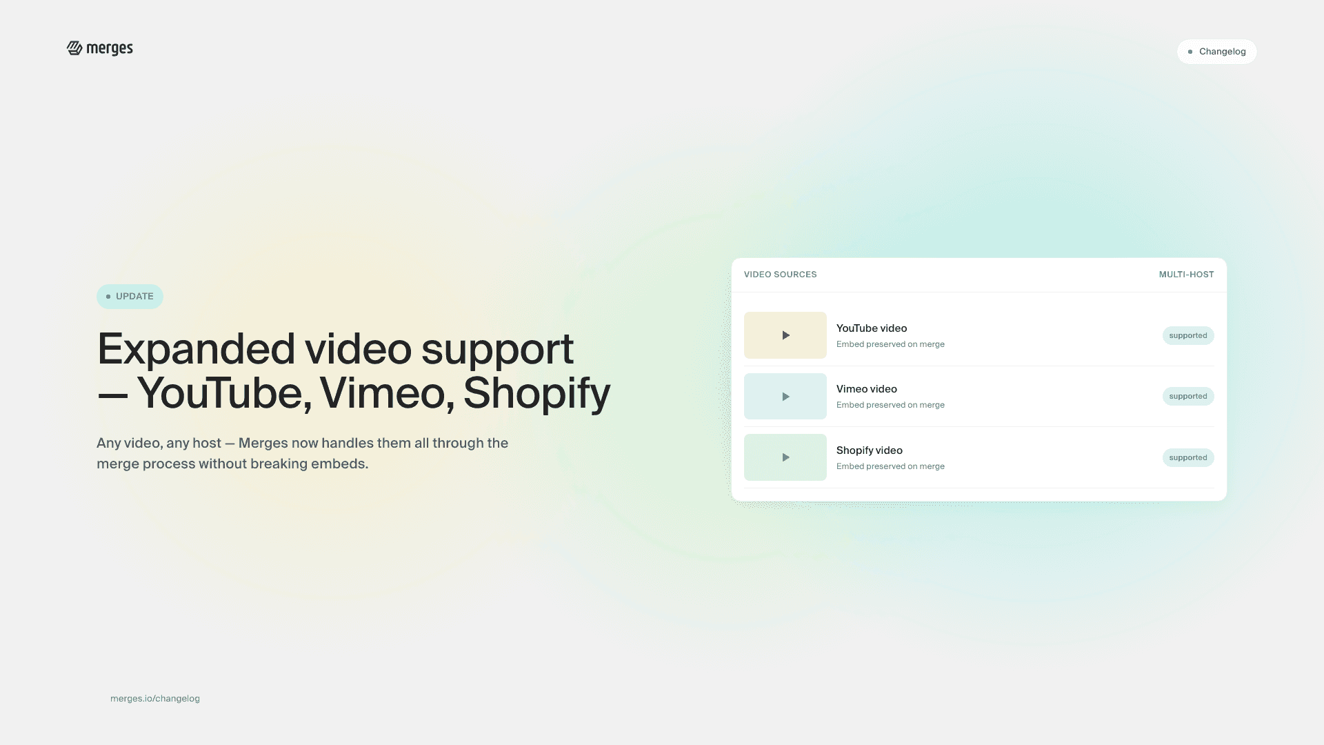 Expanded video integration: YouTube, Vimeo, and Shopify support